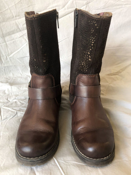 Pikolinos Size 6 Monza Brown Laser Cut Moto Boots