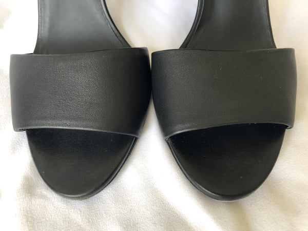 VINCE Size 9 Stephanie Black Leather Open Toe Heels