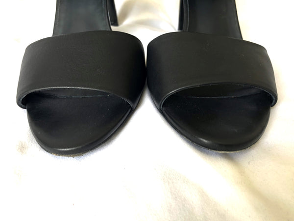 VINCE Size 9 Stephanie Black Leather Open Toe Heels