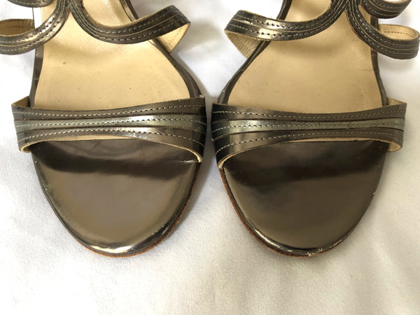 Jimmy Choo Size 7.5 Champagne Leather Heels