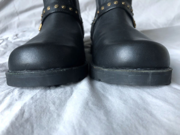 UGG Size 6 Black Fabrizia Studded Moto Boots