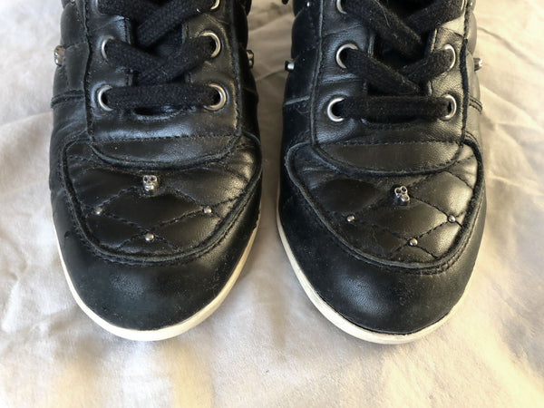 ASH Size 6.5 Brooklyn Black Leather Skull Sneakers - RARE!