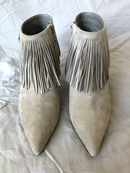 Sam Edelman Size 6 Kandice Gray Fringe Bootie