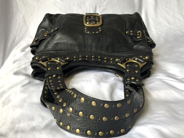 kooba Black Leather Gold Studded Bag