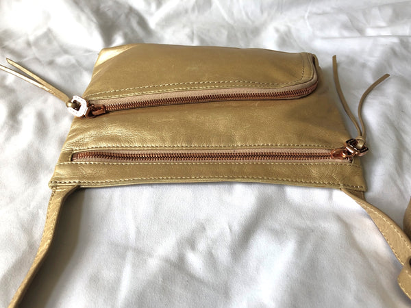 Hobo International Gold Leather Cross Body
