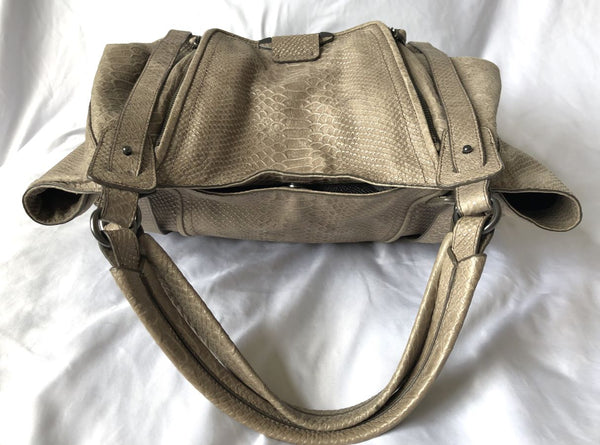kooba Jonnie Gray Leather Snakeskin Bag