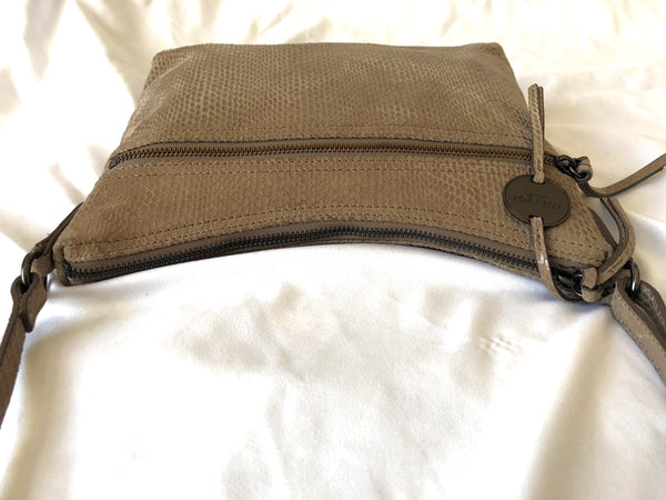 Margot Mary Scoop Tan Snakeskin Cross Body