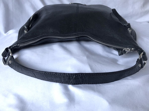 B Makowsky Black Leather Hobo Tote
