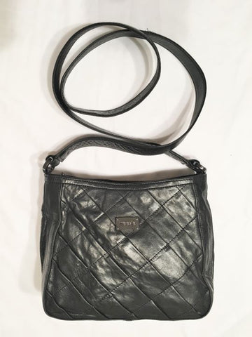 treesje Black Leather Quilted Crossbody Bag
