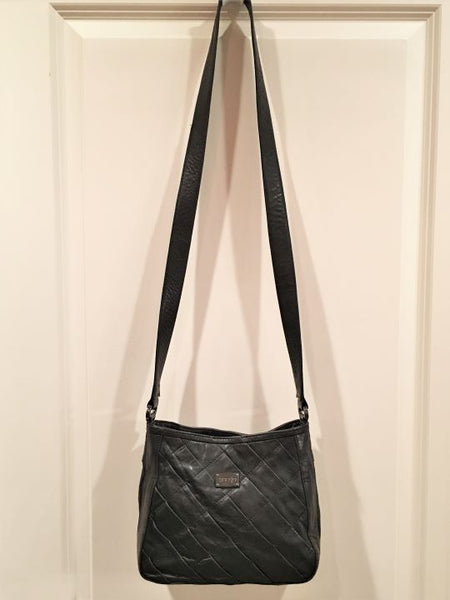 treesje Black Leather Quilted Crossbody Bag