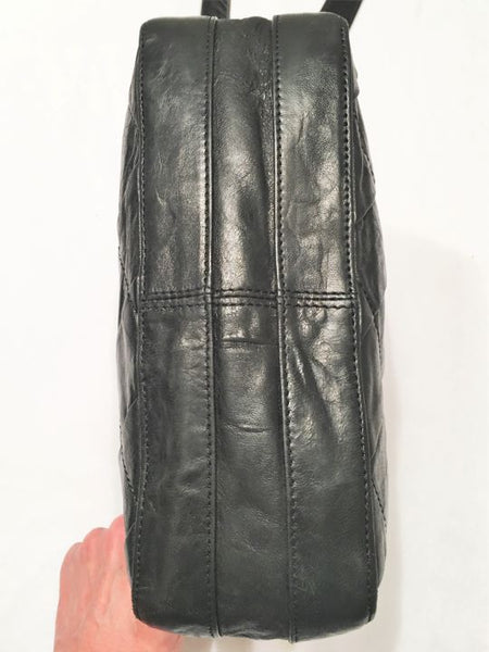 treesje Black Leather Quilted Crossbody Bag