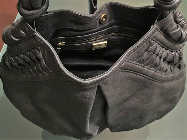 treesje Black Leather Shoulder Bag