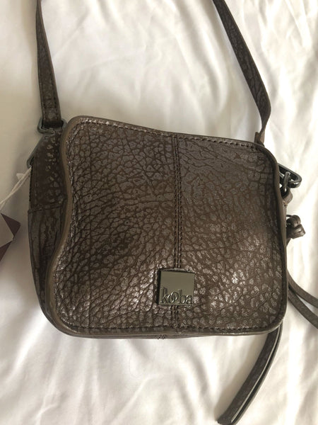 kooba - NEW - Brown Metallic Crackle Print Leather Cross Body