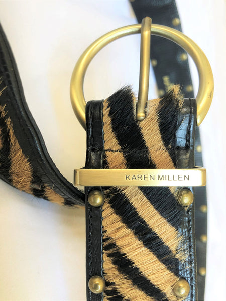 Karen Millen SMALL Black Zebra Pony Hair Belt