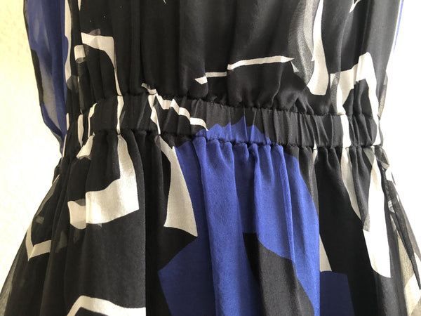 Theory Size XS Blue and Black Silk Dress