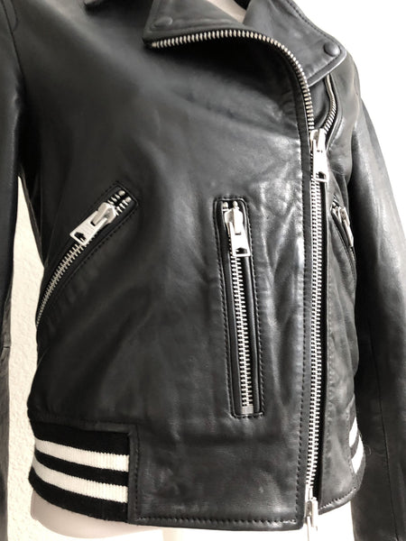 AllSaints Size 0 Balfern Black Leather Jacket