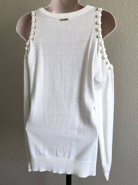 Michael Kors Size XS White Cold Shoulder Sweater