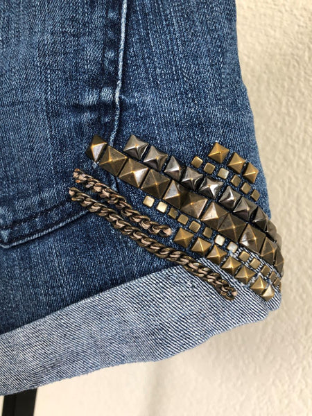 7 for All Mankind Size 0 Studded Jeans Shorts