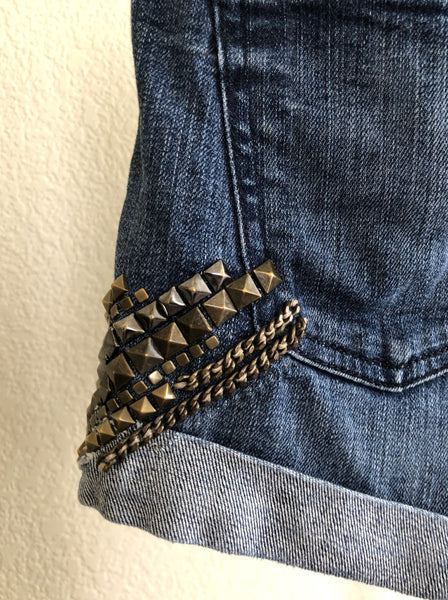 7 for All Mankind Size 0 Studded Jeans Shorts