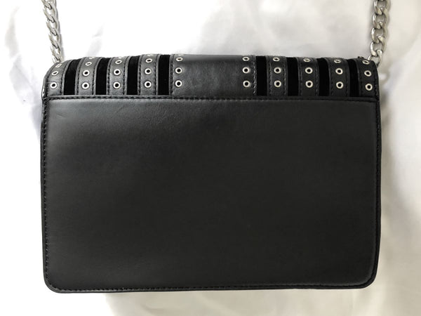 Michael Kors Black Suede Brooklyn Grommet Cross Body