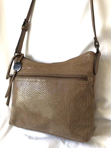 Margot Mary Scoop Tan Snakeskin Cross Body