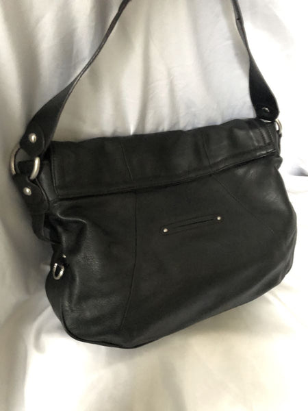 B Makowsky Black Leather Shoulder Bag