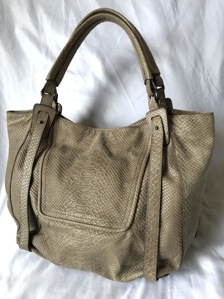 kooba Jonnie Gray Leather Snakeskin Bag