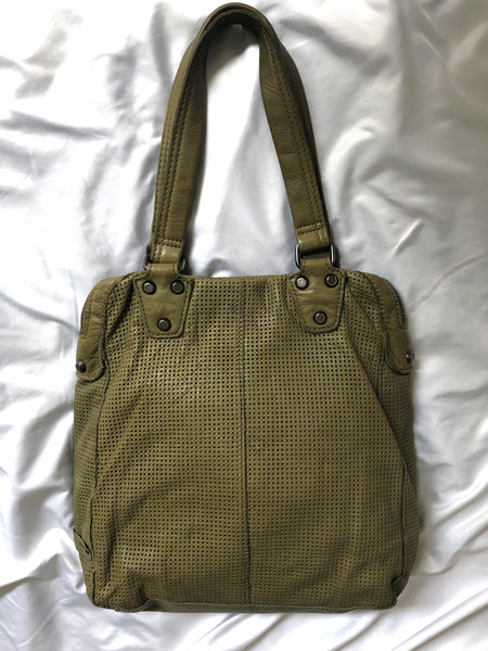 Linea Pelle Green Leather Tote Bag