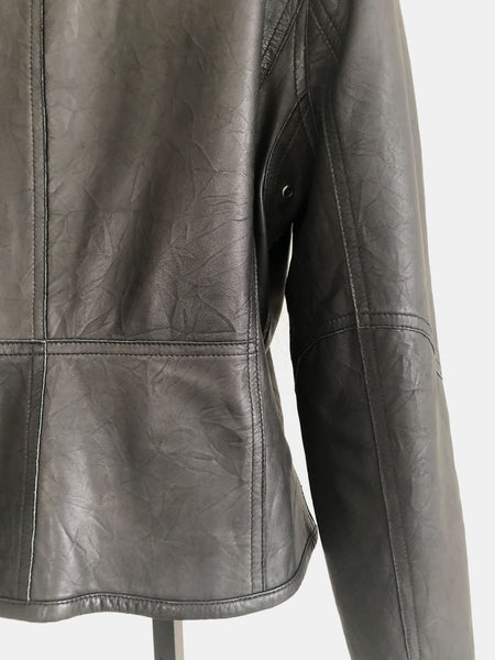 Black Leather Jacket Size Medium Ruched Collar