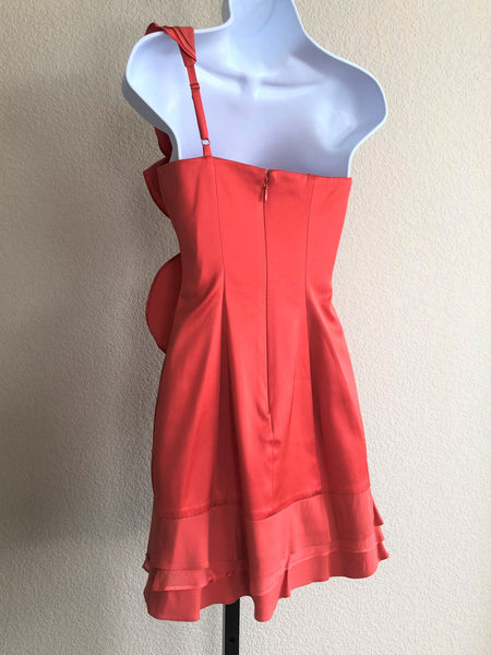 BCBGMaxazria Size 0 Jonesy - NEW - Coral One Shoulder Dress