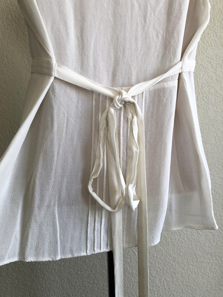 Pink Tartan MEDIUM White Silk Chiffon Top - CLEARANCE