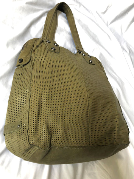 Linea Pelle Green Leather Tote Bag