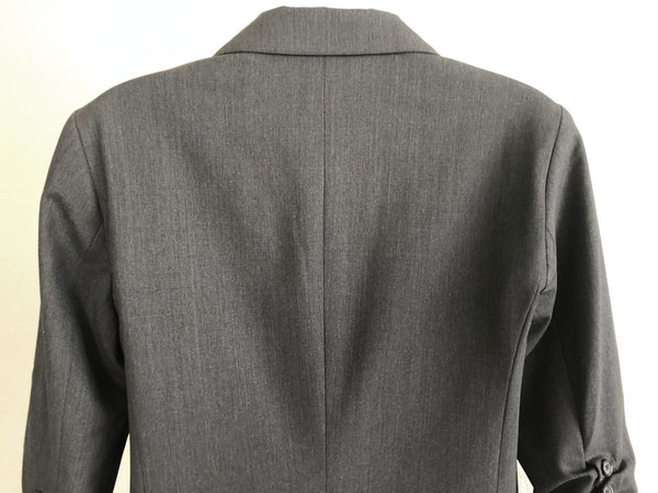 Elizabeth and James Size 8 Gray Ruched Sleeve Relaxed Blazer