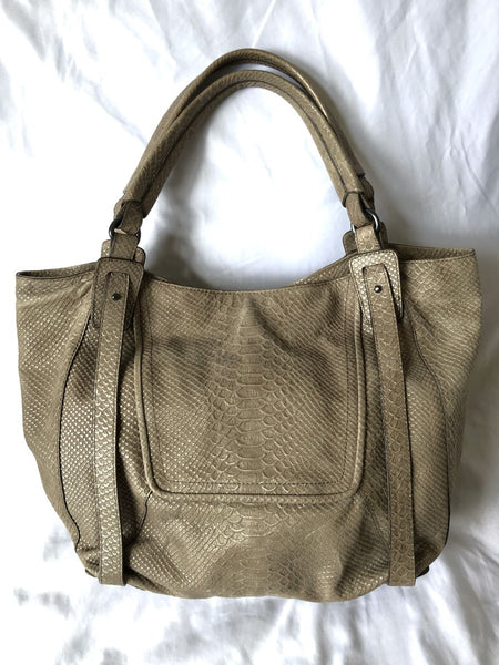 kooba Jonnie Gray Leather Snakeskin Bag