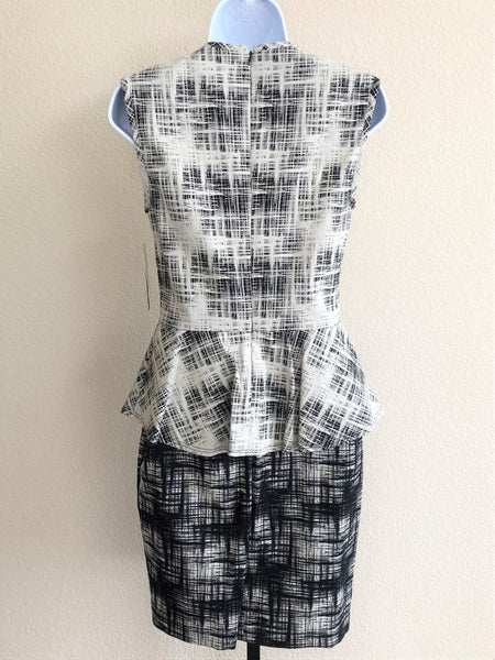 Nicole Miller Size 4 - NEW - Black and White Peplum Dress