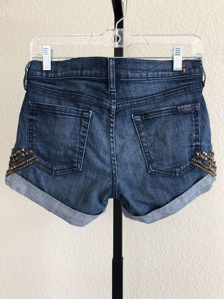 7 for All Mankind Size 0 Studded Jeans Shorts