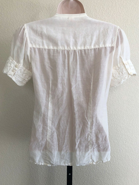 Joie Size XS Cream Lace Detail Top
