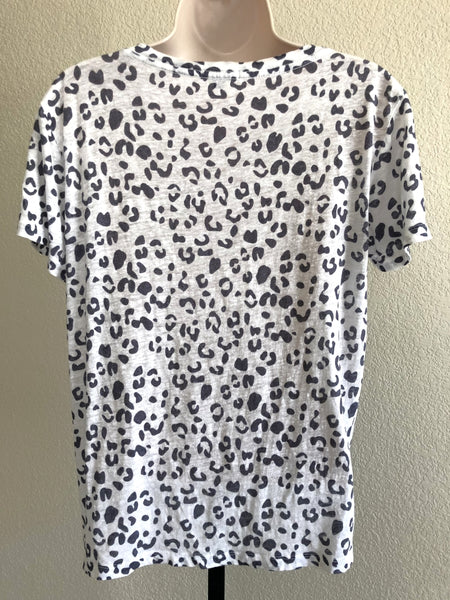 Rails SMALL White Leopard Print Linen Tee