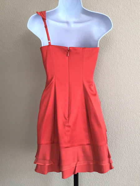 BCBGMaxazria Size 0 Jonesy - NEW - Coral One Shoulder Dress