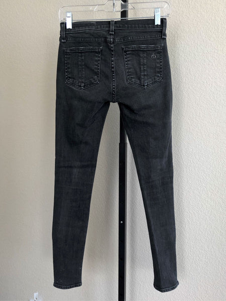 Rag & Bone Size 0 Gray Skinny Distressed Moto Jeans