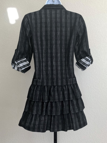 Theory Size 0 Gray Cacey Ruffle Dress