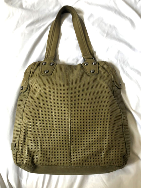 Linea Pelle Green Leather Tote Bag