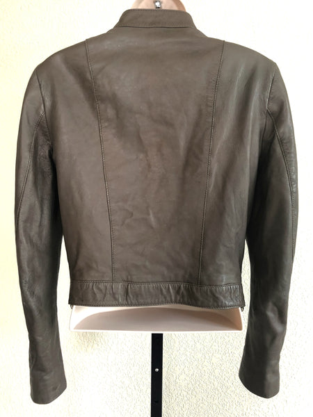 Zara Woman SMALL Olive Lambskin Moto Jacket