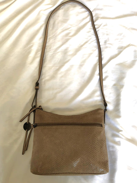Margot Mary Scoop Tan Snakeskin Cross Body