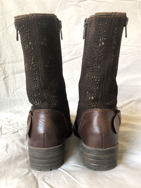 Pikolinos Size 6 Monza Brown Laser Cut Moto Boots