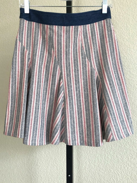 Movint for Anthropologie SMALL Striped Flare Skirt