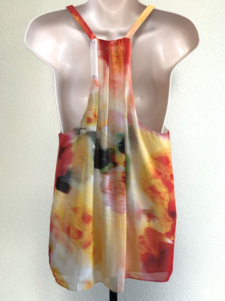 Alice + Olivia SMALL Loma Orange Watercolor Tank Top