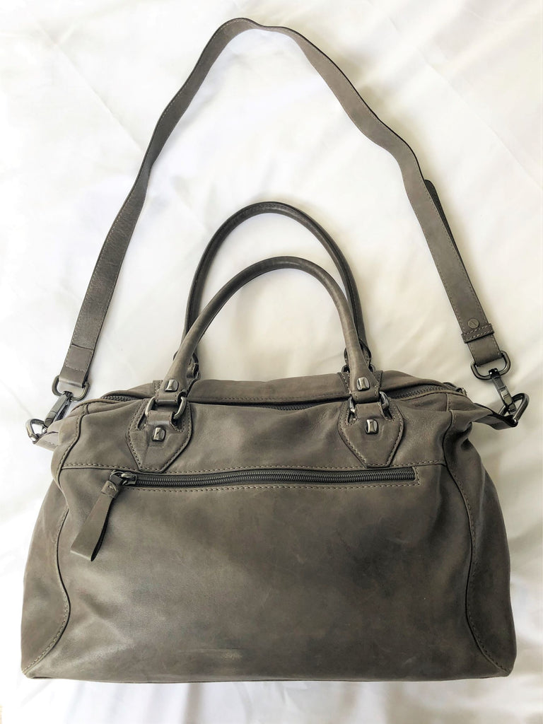 Dissona Italian Designer Gray Leather Bag – FABULUX