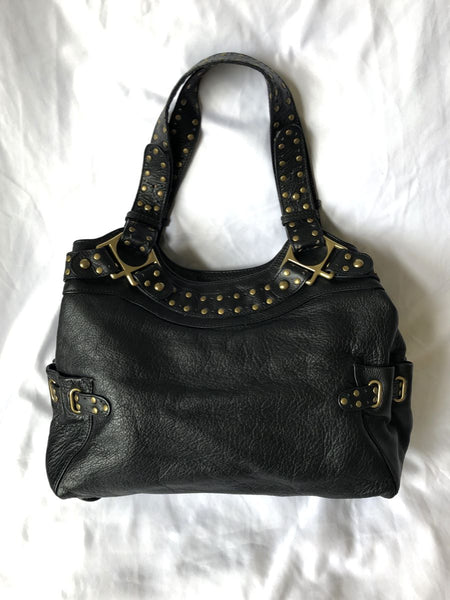 kooba Black Leather Gold Studded Bag