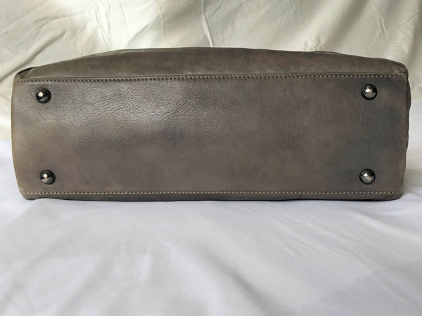 Dissona Italian Designer Gray Leather Bag